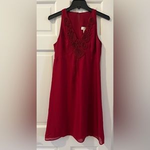 Loft Red Silk Halter Dress, size 4